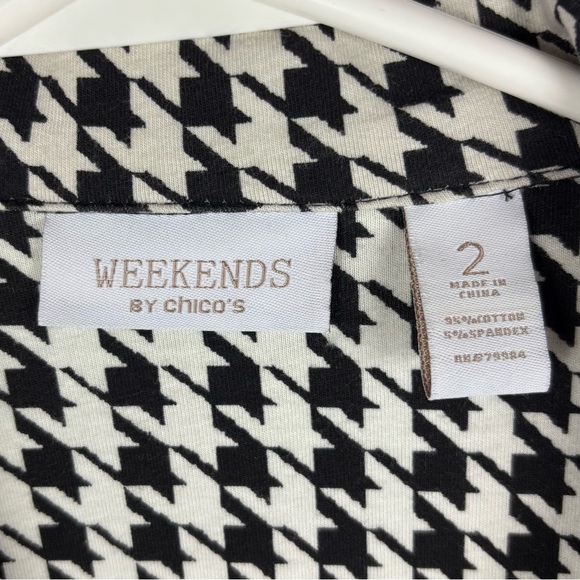 Weekend by Chico’s Jacket Women’s Size Large Zip Up Black Houndstooth - Picture 5 of 6